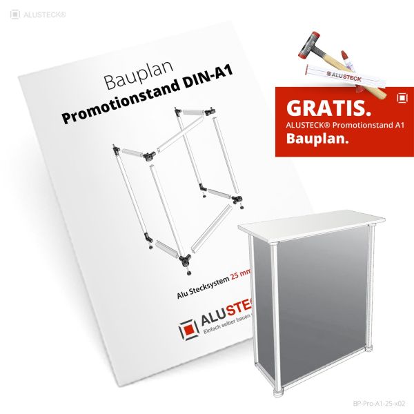 Promotionstand PDF Bauplan (DIN-A1) selber bauen - ALUSTECK® 25mm Alu Stecksystem - Kostenlos