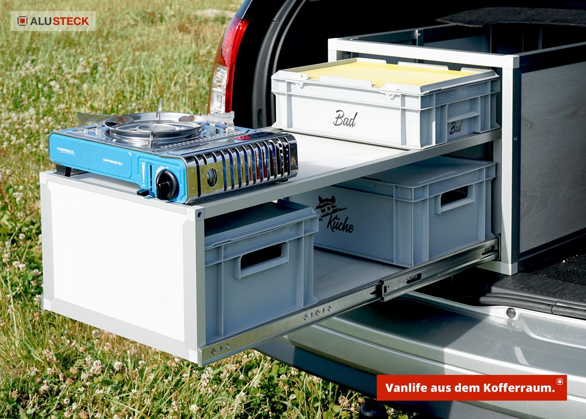 Kofferraum SUV und Kombi PKW Campingbox bauen - Vanlife auf Reisen