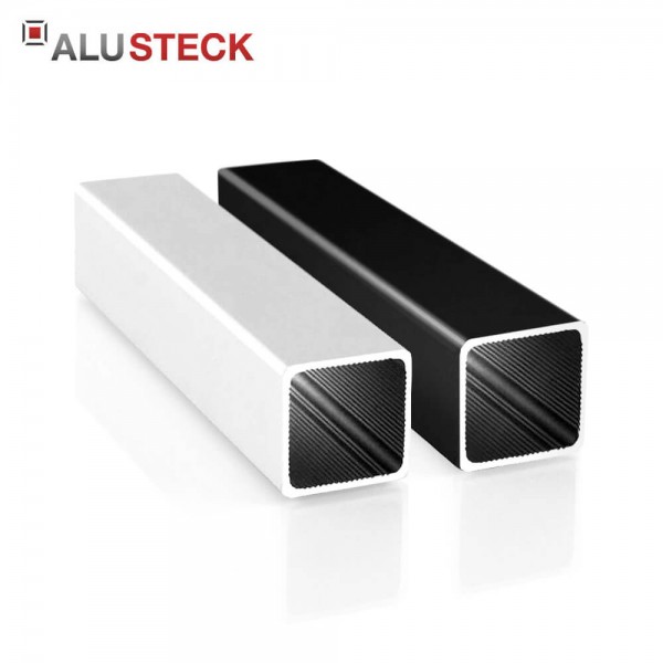 Alu Vierkantrohr 25 x 25 x 1,5 mm - Aluminiumprofil blank, silber eloxiert, schwarz pulverbeschichtet - Quadratrohr R-V25