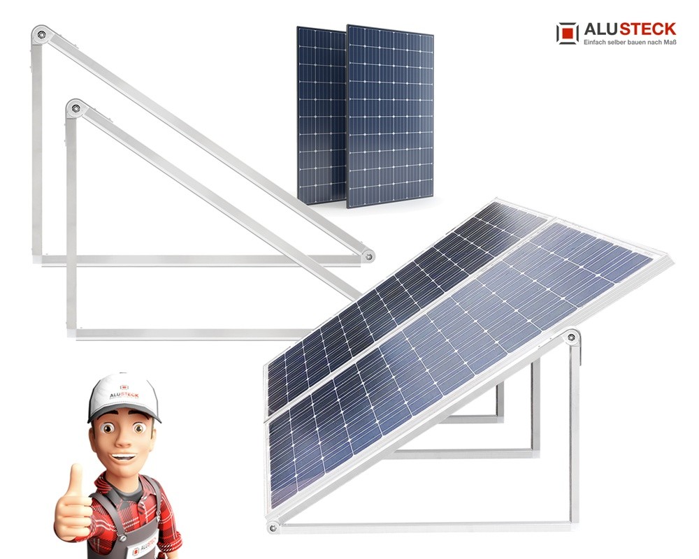 Solarmodul-Halterung Metall / Aluminium - Ständer Solar Photovoltaik-Anlage - Alu Befestigungssystem