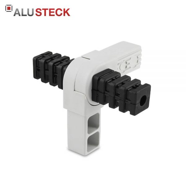 Gelenkverbinder für 25x25mm Vierkantrohre / grau - 45-195° / 2 Abgänge online kaufen